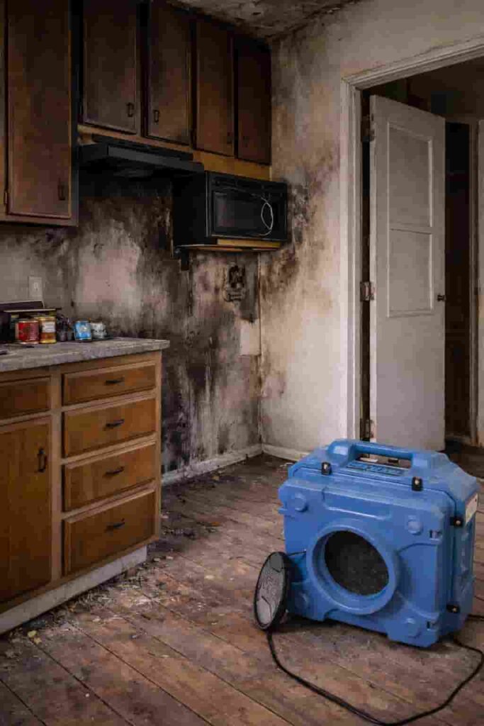 Odor removal from fire damaged kitchen